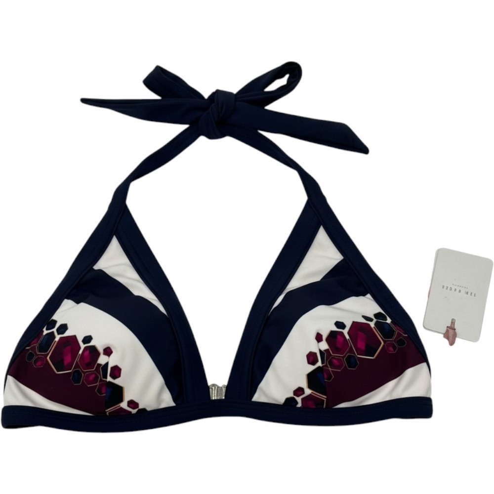 Ted Baker London Navy Jewel Print Triangle Halter Bikini Top Size 2 NEW